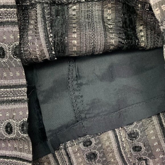 Alberto Makali Trousers NWT Size 12 Deco Tapestry Black Silver Dress Pants - Picture 7 of 8